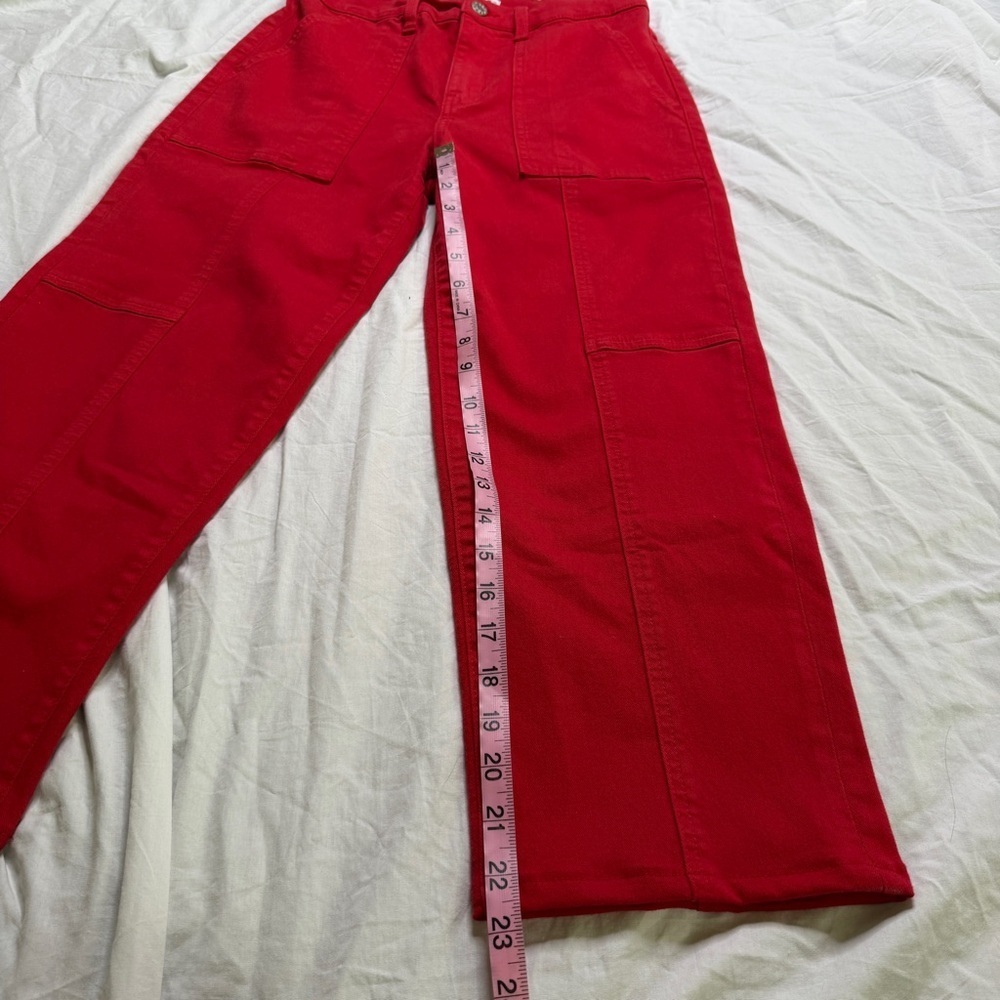 DAZE Red Utility Patch Pocket Straight Leg Pants Size 27P - Picture 5 of 7
